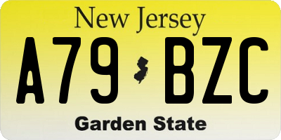 NJ license plate A79BZC