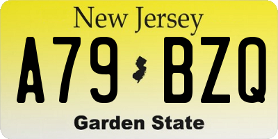 NJ license plate A79BZQ
