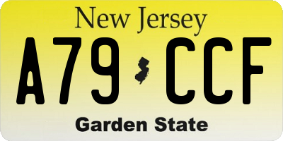 NJ license plate A79CCF