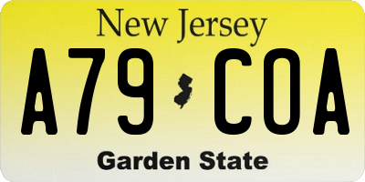NJ license plate A79COA
