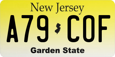 NJ license plate A79COF