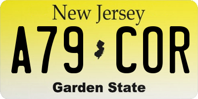 NJ license plate A79COR