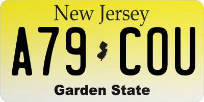 NJ license plate A79COU