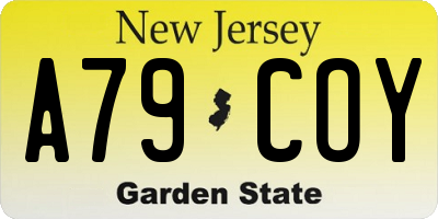 NJ license plate A79COY
