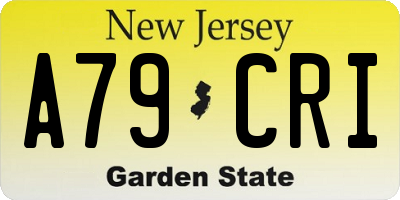 NJ license plate A79CRI