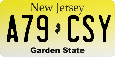 NJ license plate A79CSY