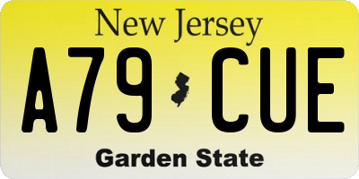 NJ license plate A79CUE