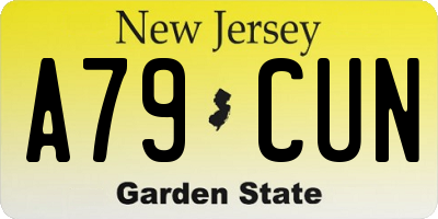 NJ license plate A79CUN