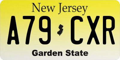NJ license plate A79CXR