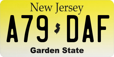 NJ license plate A79DAF
