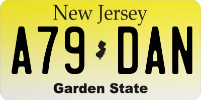 NJ license plate A79DAN
