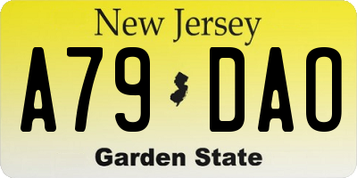 NJ license plate A79DAO