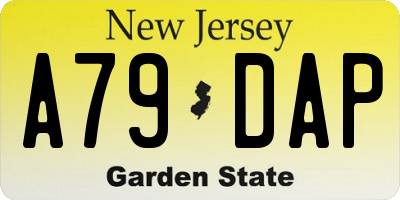 NJ license plate A79DAP