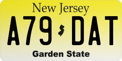 NJ license plate A79DAT