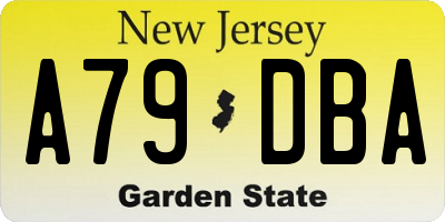 NJ license plate A79DBA