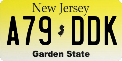 NJ license plate A79DDK