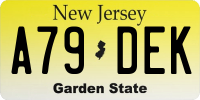 NJ license plate A79DEK