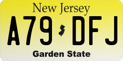 NJ license plate A79DFJ