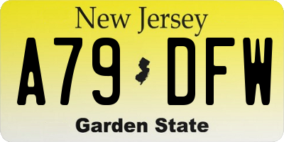 NJ license plate A79DFW