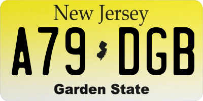 NJ license plate A79DGB