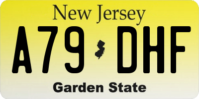 NJ license plate A79DHF
