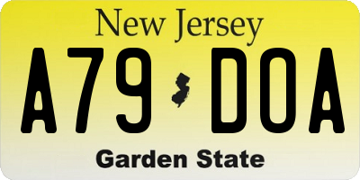NJ license plate A79DOA
