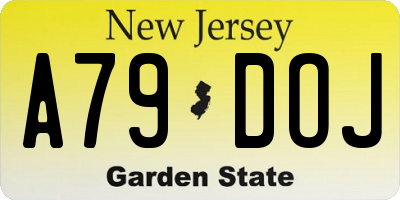 NJ license plate A79DOJ