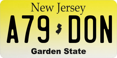 NJ license plate A79DON