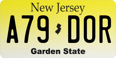 NJ license plate A79DOR