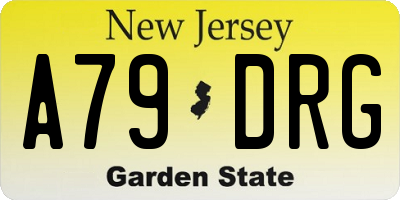 NJ license plate A79DRG