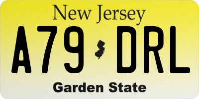 NJ license plate A79DRL