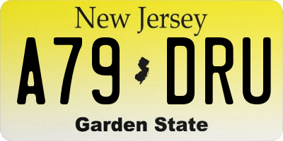 NJ license plate A79DRU