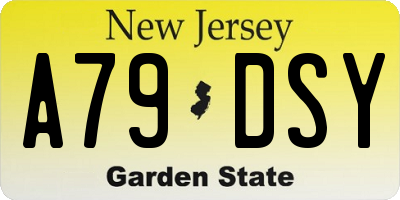 NJ license plate A79DSY