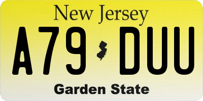 NJ license plate A79DUU