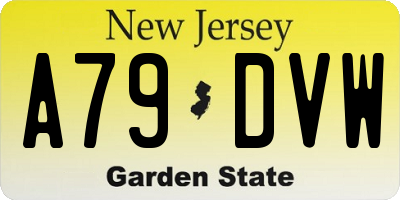NJ license plate A79DVW