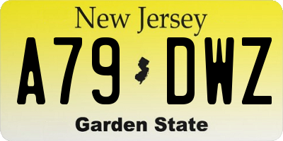 NJ license plate A79DWZ