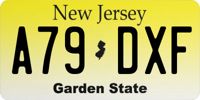 NJ license plate A79DXF