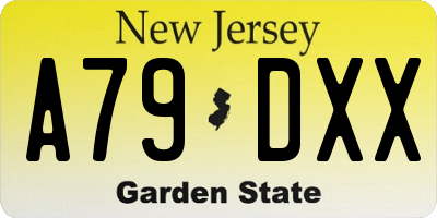 NJ license plate A79DXX