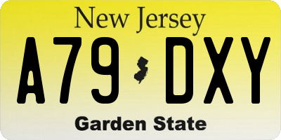 NJ license plate A79DXY