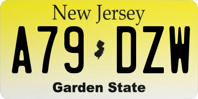 NJ license plate A79DZW