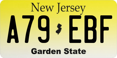 NJ license plate A79EBF