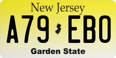 NJ license plate A79EBO