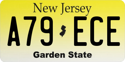 NJ license plate A79ECE