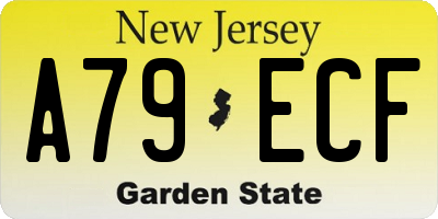 NJ license plate A79ECF