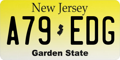 NJ license plate A79EDG