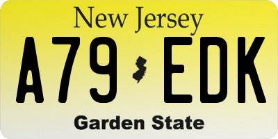NJ license plate A79EDK