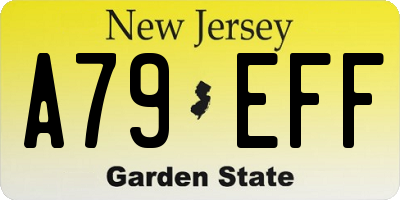 NJ license plate A79EFF