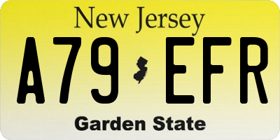 NJ license plate A79EFR