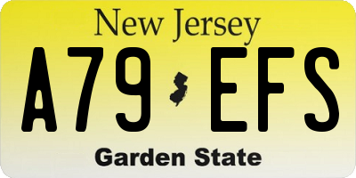 NJ license plate A79EFS