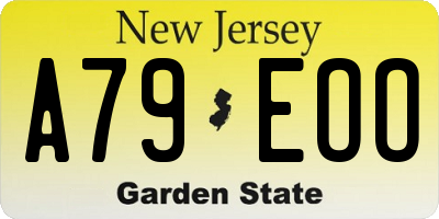 NJ license plate A79EOO